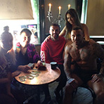 With Sean, Aaron and Harriet from Ex on the Beach, with a journalist